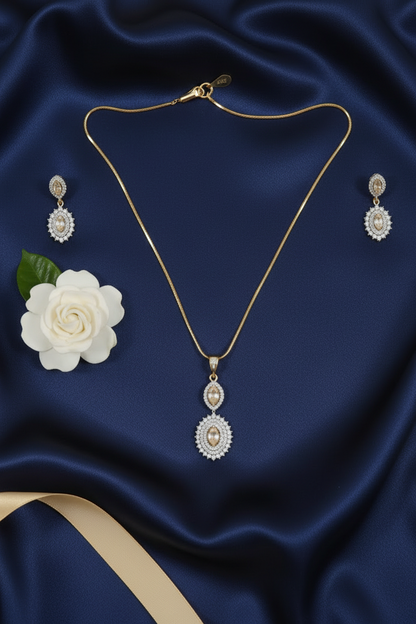 Gold Pluse Zirconia Pendant Set
