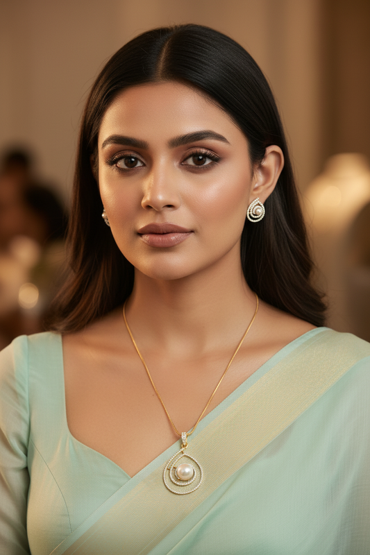 Golden Drop Zirconia Pendant Set