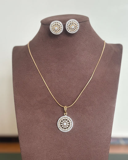 Gold Orbit Zirconia Pendant Set