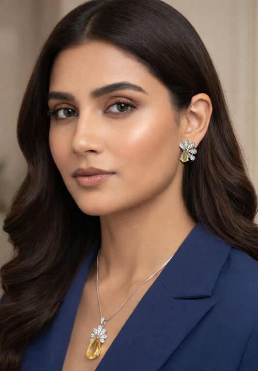 Yellow Shine Zirconia Pendant Set